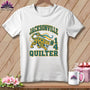 White crewneck t-shirt featuring a Jacksonville Quilter graphic with a jaguar and number fourteen.