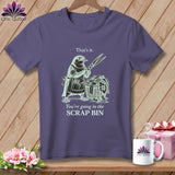 Bird in apron holding scissors with 