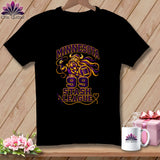 Black t-shirt featuring a Minnesota Stash League graphic with a Viking holding a needle and thread.