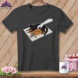 Black cat on a pumpkin with a hand petting it and the word 
