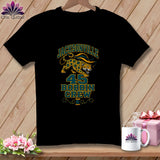 A black t-shirt features a graphic with a jaguar, the text JACKSONVILLE 45 BOBBIN CREW, and a sewing spool.