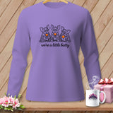 Purple long-sleeved shirt with bats drinking and 