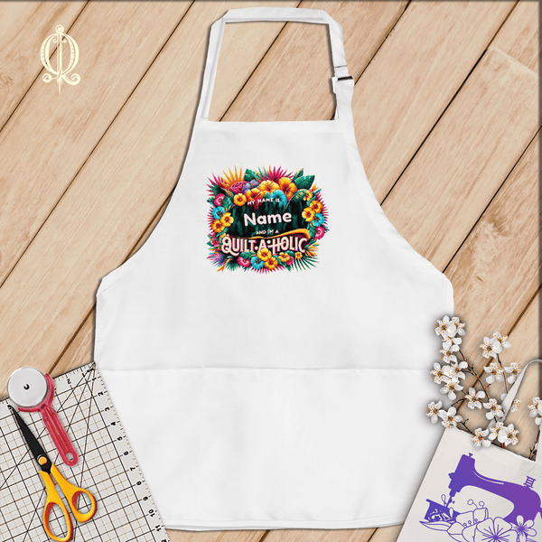 Chic Quilter Aprons White Quilt-a-Holics  Customized "My Name Is" Apron