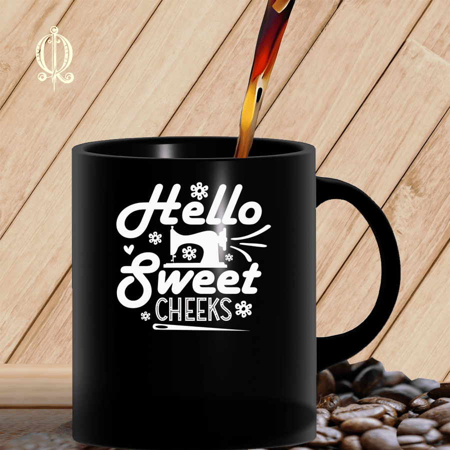 MyDesigns Black Mug/White Print / 15oz Hello Sweet Cheeks ~ 15 oz Ceramic Mug