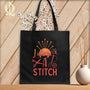MyDesigns Black  Tote/Blood Orange Print / 15"x16" Lifes a stitch ~Tote Bag