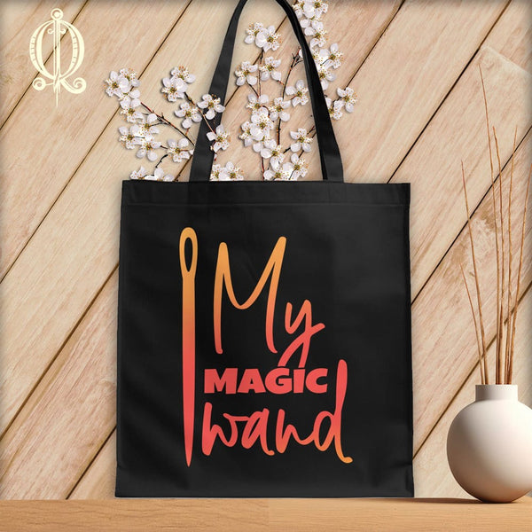 MyDesigns Black  Tote/Blood Orange Print / 15"x16" My Magic Wand ~Tote Bag