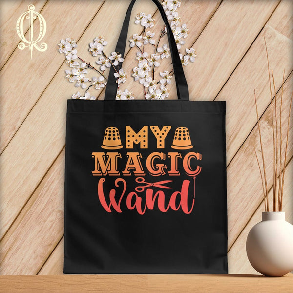 MyDesigns Black  Tote/Blood Orange Print / 15"x16" My Magic Wand ~Tote Bag
