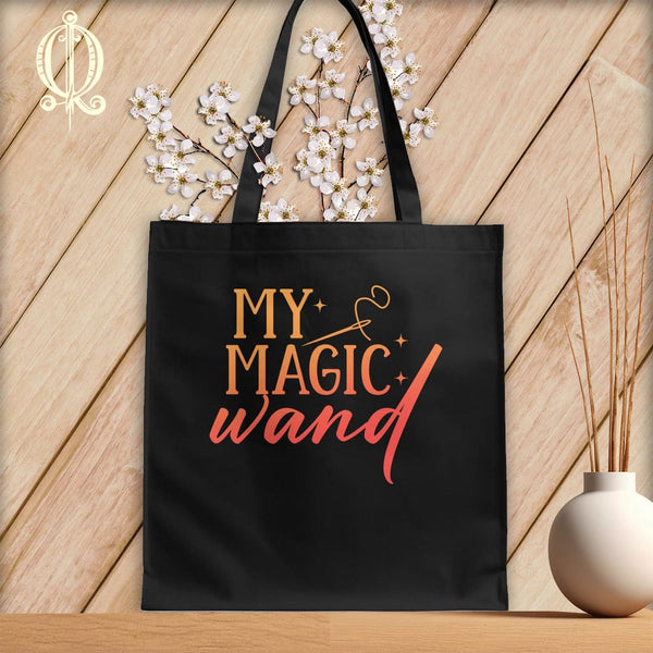 MyDesigns Black  Tote/Blood Orange Print / 15"x16" My Magic Wand ~Tote Bag