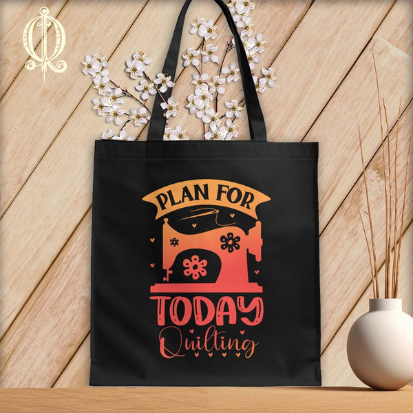 MyDesigns Black  Tote/Blood Orange Print / 15"x16" Plan For Today Quilting ~Tote Bag