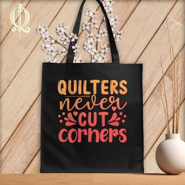 MyDesigns Black  Tote/Blood Orange Print / 15"x16" Quilters Never Cut Corners ~Tote Bag