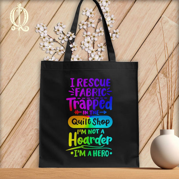 MyDesigns Black Tote/Rainbow Print / 15"x16" I Rescue Fabric Trapped ~Tote Bag