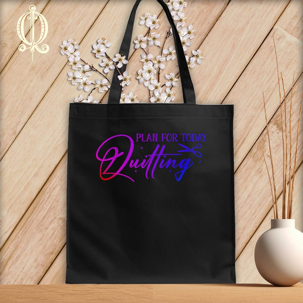 MyDesigns Black Tote/Rainbow Print / 15"x16" Plan for Today Quilting ~Tote Bag