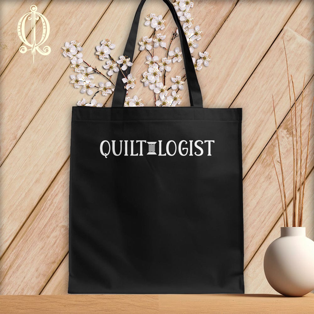 MyDesigns Black Tote/White Print / 15"x16" Quilt Logist ~Tote Bag