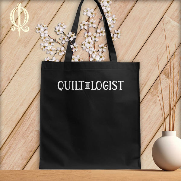 MyDesigns Black Tote/White Print / 15"x16" Quilt Logist ~Tote Bag
