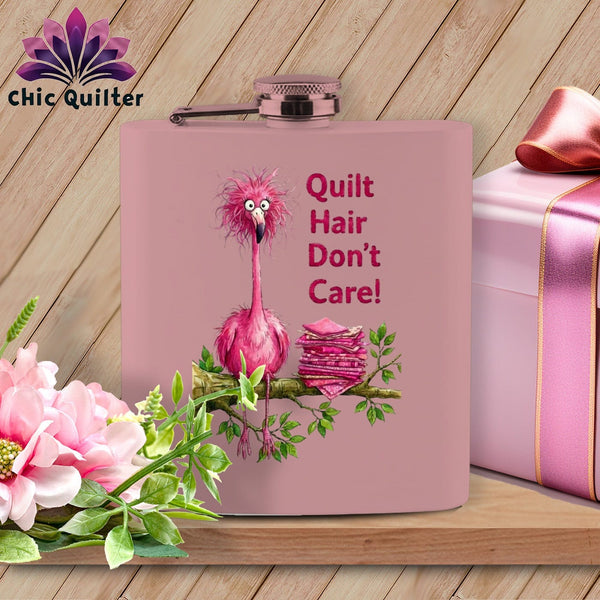 MyDesigns Flask 6oz / Pink Flamingle Fawcett ~ Quilter's Flask