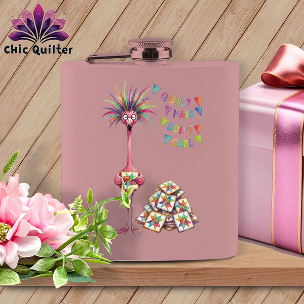 MyDesigns Flask 6oz / Pink Starla Flamingle ~ Quilter's Flask