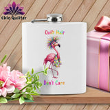 MyDesigns Flask 6oz / White Flossie Flaminglam ~ Quilter's Flask