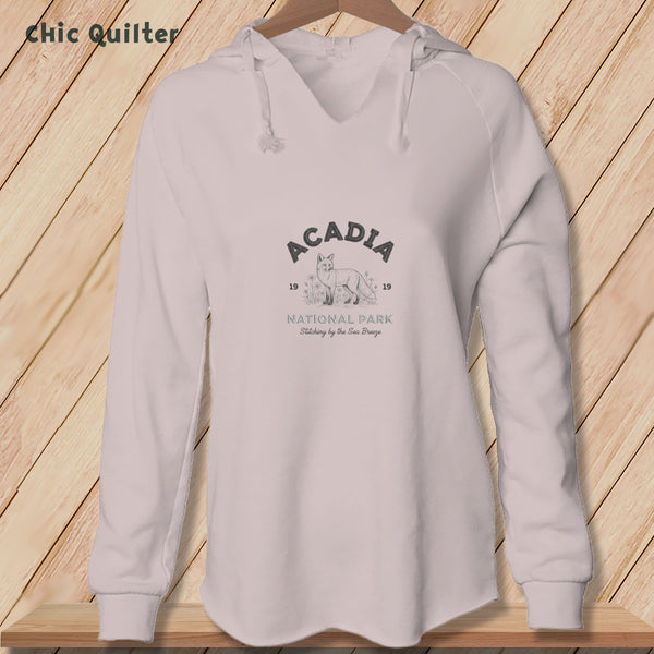 Apliiq hoodies Blush / xs Acadia National Park Fox, Stitchin In Beauty ~ Hooded Sweatshirt