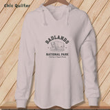 Apliiq hoodies Blush / xs Badlands National Park Standing Bison, Stitchin In Beauty ~ Hooded Sweatshirt