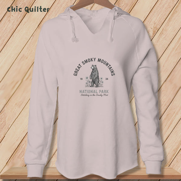 Apliiq hoodies Blush / xs Great Smoky Mountains National Park Bear, Stitchin In Beauty ~ Hooded Sweatshirt