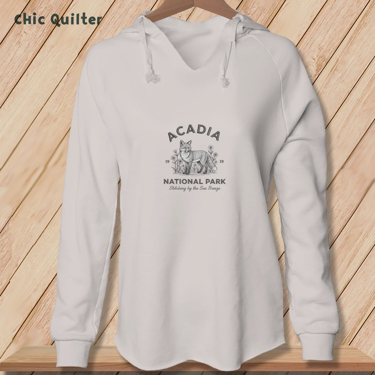 Apliiq hoodies Bone / xs Acadia National Park Daisy Fox, Stitchin In Beauty ~ Hooded Sweatshirt