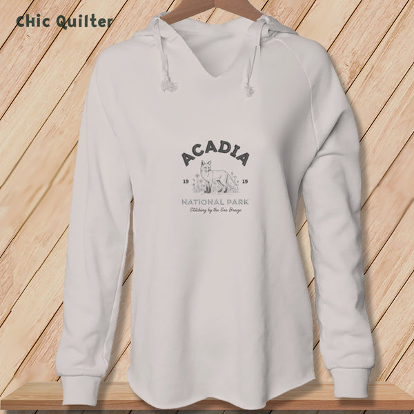 Apliiq hoodies Bone / xs Acadia National Park Fox, Stitchin In Beauty ~ Hooded Sweatshirt