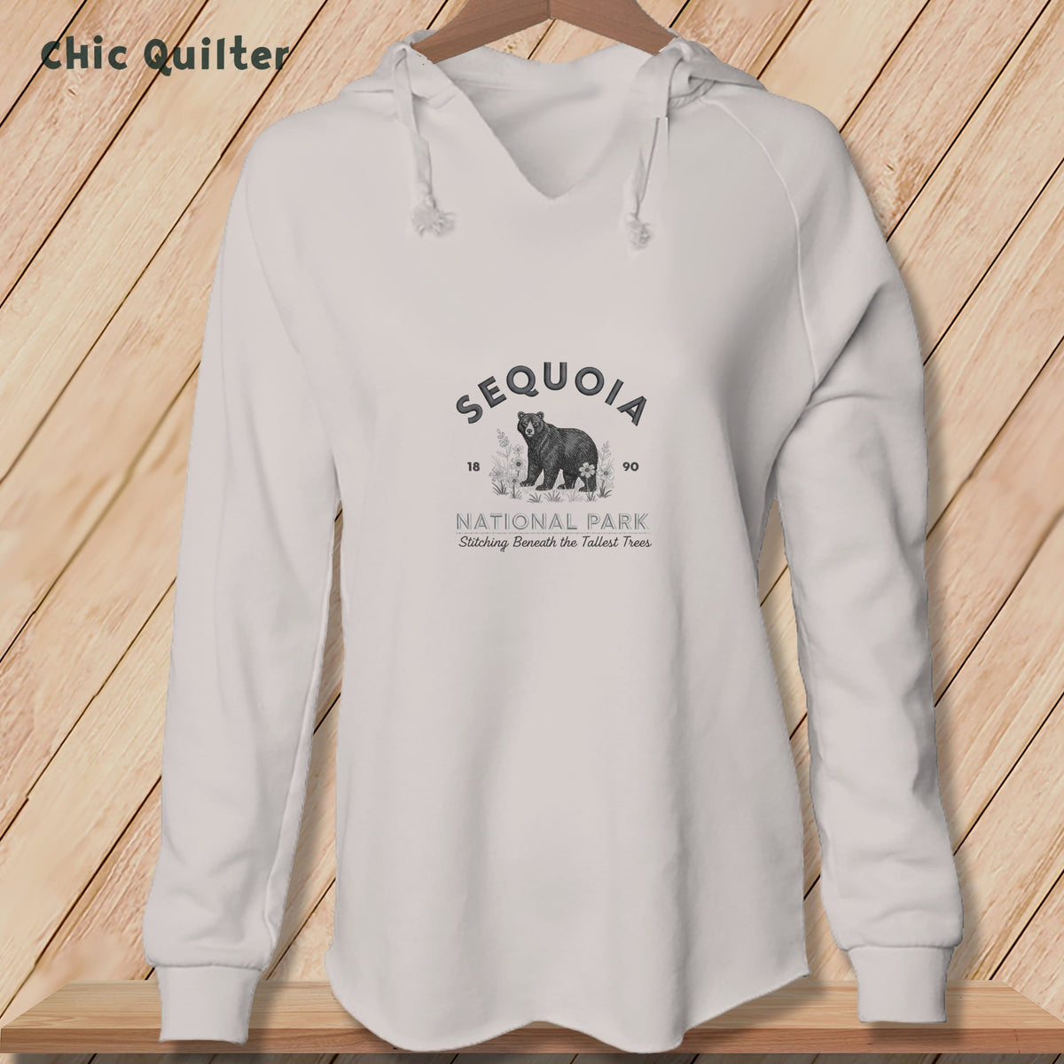Apliiq hoodies Bone / xs Sequoia National Park ~ Bear, Stitchin In Beauty ~ Hooded Sweatshirt