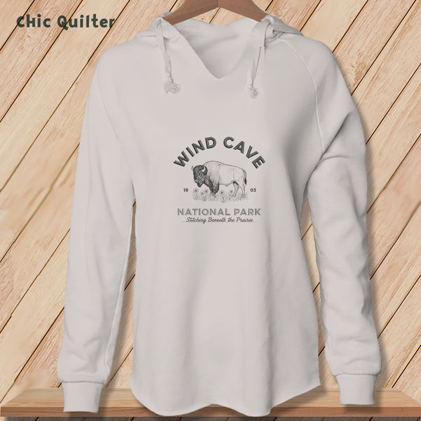 Apliiq hoodies Bone / xs Wind Cave National Park ~ Bison, Stitchin In Beauty ~ Hooded Sweatshirt