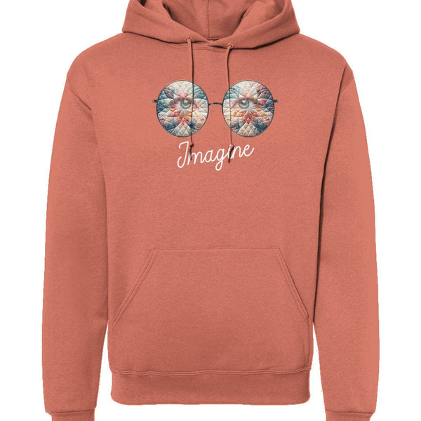 Apliiq hoodies LImited Edition - Imagine Hoodie Blue Quilt Reflection Sunset Coral