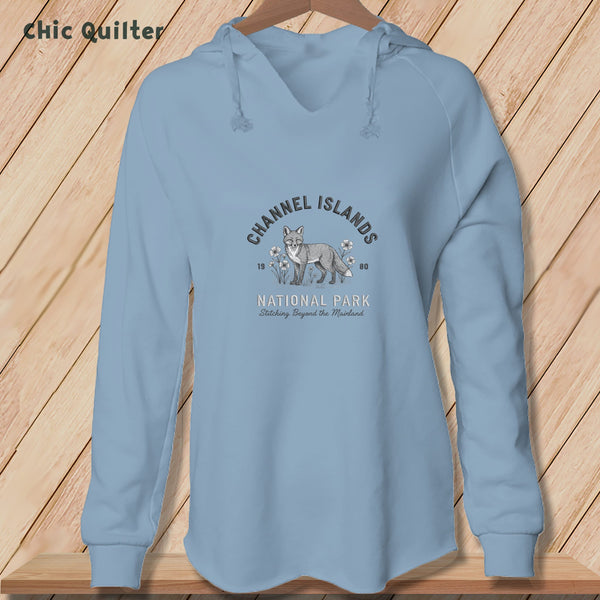 Apliiq hoodies Misty Blue / xs Channel Islands National Park ~ Fox, Stitchin In Beauty ~ Hooded Sweatshirt