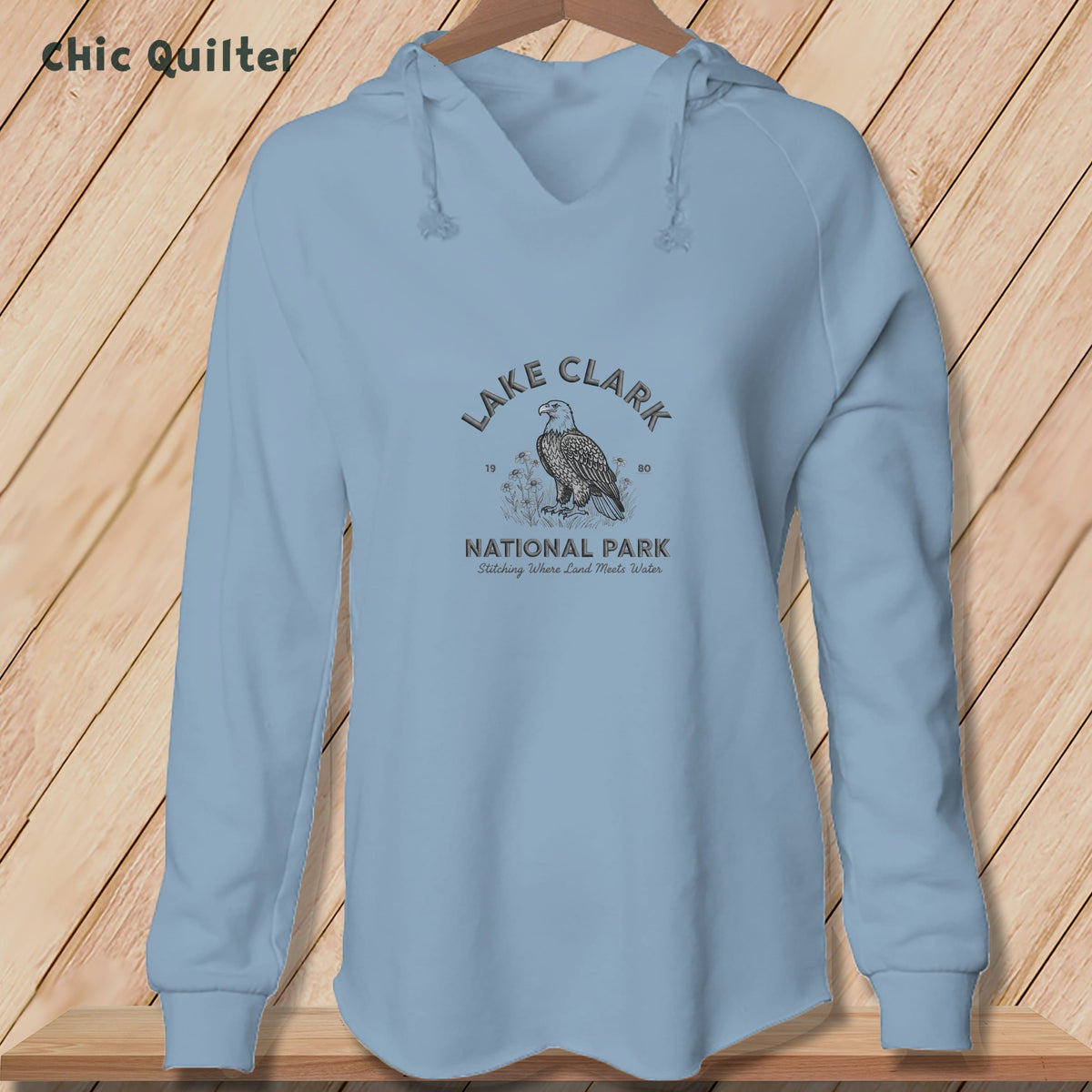 Apliiq hoodies Misty Blue / xs Lake Clark National Park, Stitchin In Beauty ~ Hooded Sweatshirt