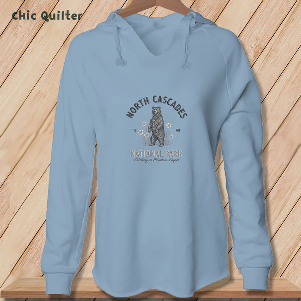 Apliiq hoodies Misty Blue / xs North Cascades National Park, Stitchin In Beauty ~ Hooded Sweatshirt