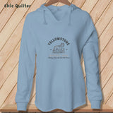 Apliiq hoodies Misty Blue / xs Yellowstone National Park ~ Wolf, Stitchin In Beauty ~ Hooded Sweatshirt