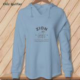 Apliiq hoodies Misty Blue / xs Zion National Park ~ Bighorn, Stitchin In Beauty ~ Hooded Sweatshirt