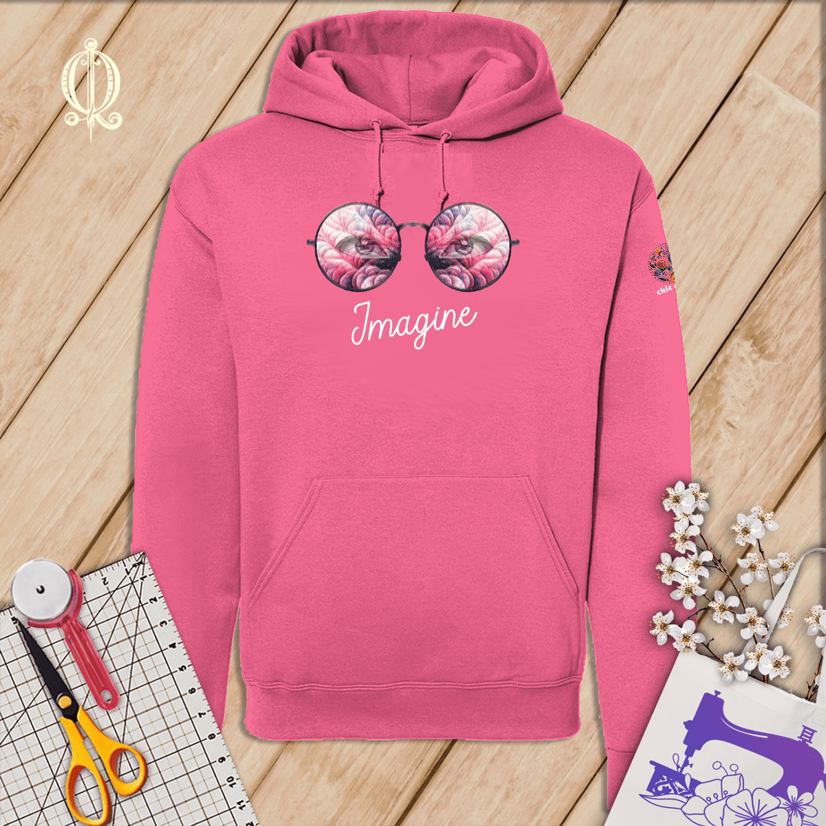 Apliiq hoodies s / Neon Pink LImited Edition - Imagine Hoodie Pink Quilt Reflection - Neon Pink