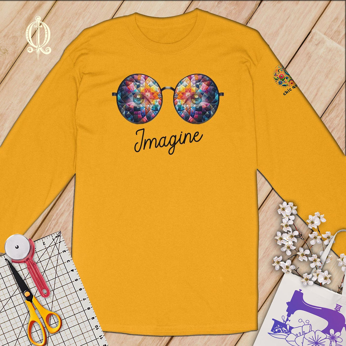 MyDesigns Imagine Quilt Reflection in Multi Colored ~Limited Edition Long Sleeve Tee