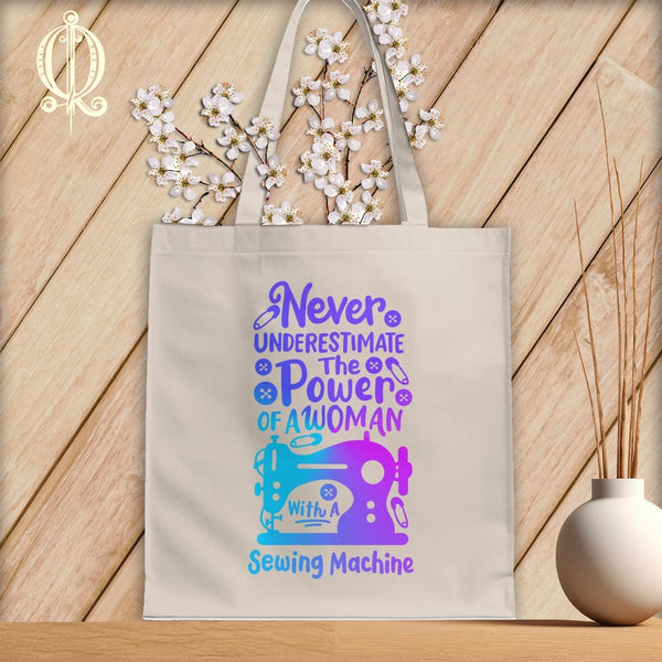 MyDesigns Natural Tote/Jewel Print / 15"x16" Never Underestimate the Power of a Woman ~Tote Bag