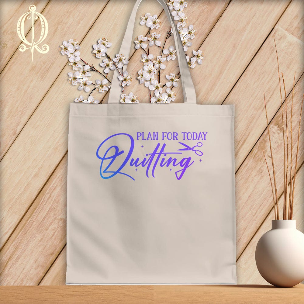 MyDesigns Natural Tote/Jewel Print / 15"x16" Plan for Today Quilting ~Tote Bag