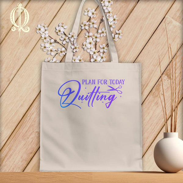 MyDesigns Natural Tote/Jewel Print / 15"x16" Plan for Today Quilting ~Tote Bag