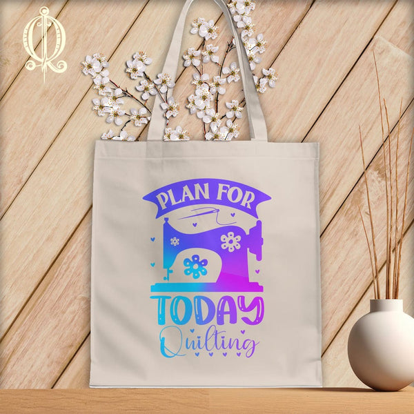 MyDesigns Natural Tote/Jewel Print / 15"x16" Plan For Today Quilting ~Tote Bag