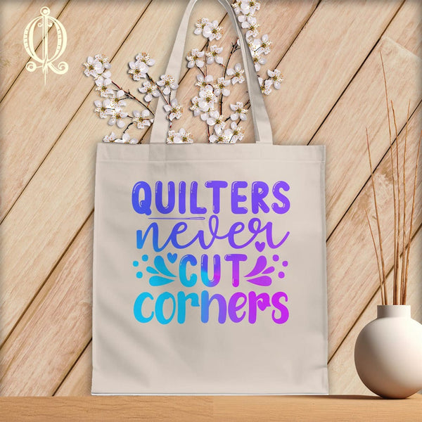MyDesigns Natural Tote/Jewel Print / 15"x16" Quilters Never Cut Corners ~Tote Bag