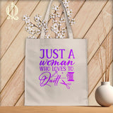 MyDesigns Natural Tote/Purple Print / 15