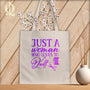 MyDesigns Natural Tote/Purple Print / 15"x16" Just a Woman Who Loves to Quilt ~Tote Bag