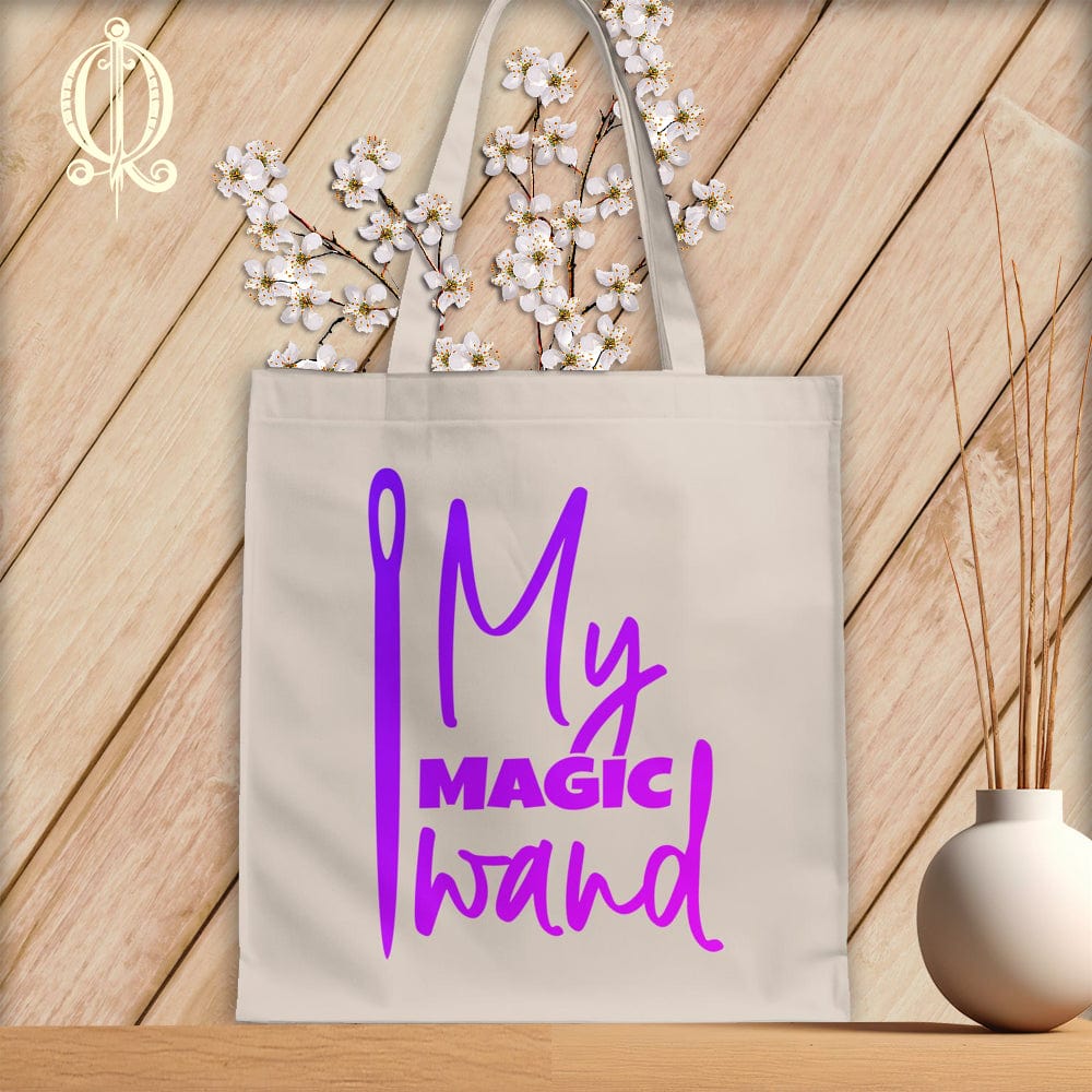 MyDesigns Natural Tote/Purple Print / 15"x16" My Magic Wand ~Tote Bag