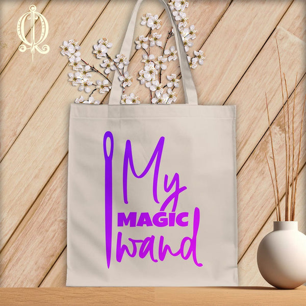MyDesigns Natural Tote/Purple Print / 15"x16" My Magic Wand ~Tote Bag