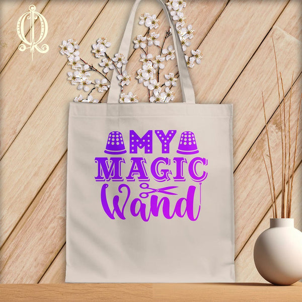 MyDesigns Natural Tote/Purple Print / 15"x16" My Magic Wand ~Tote Bag
