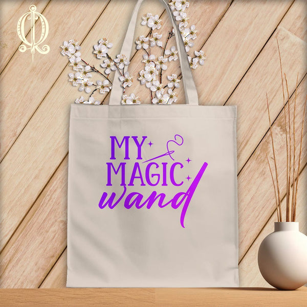 MyDesigns Natural Tote/Purple Print / 15"x16" My Magic Wand ~Tote Bag