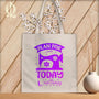 MyDesigns Natural Tote/Purple Print / 15"x16" Plan For Today Quilting ~Tote Bag