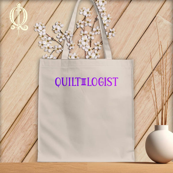 MyDesigns Natural Tote/Purple Print / 15"x16" Quilt Logist ~Tote Bag