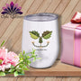 MyDesigns Physical Item 12 oz / White Garden Stitch -Resting Stitch Face ~ Wine Sipper